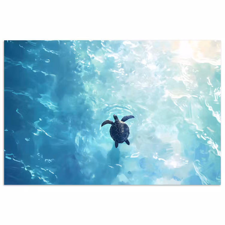 Poster - Schildpad - Zee - Blauw - Schittering — 1