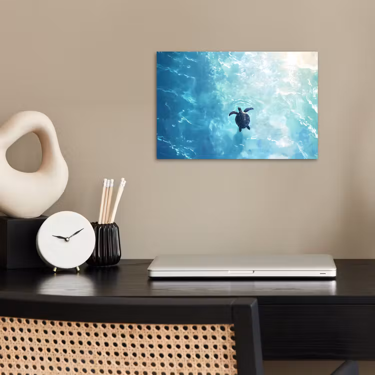 Poster - Schildpad - Zee - Blauw - Schittering — 2