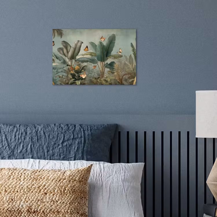 Poster - Tropisch bladerdek - Vlinders - groen - Bruin — 3