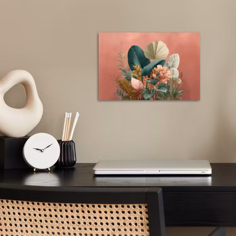 Poster - Tropische bladeren - Bloemen - Roze - groen — 2