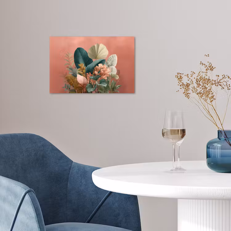Poster - Tropische bladeren - Bloemen - Roze - groen — 4