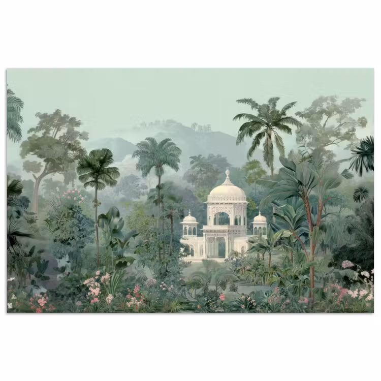 Poster - Tropische tuin - Koepelgebouw - Bloemen — 1