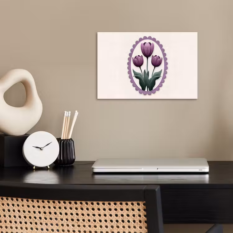 Poster - Tulpen - Paars - Lijst - Bladeren — 2