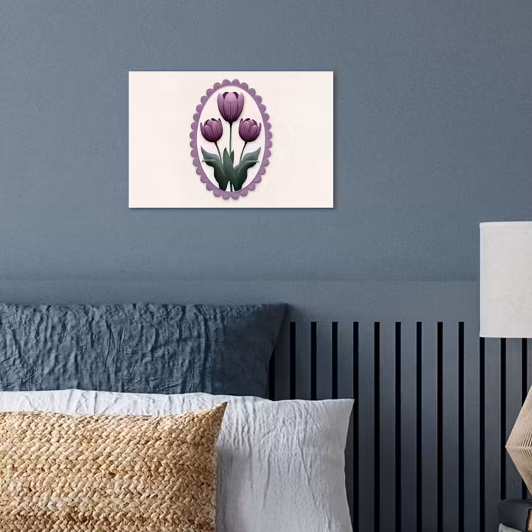 Poster - Tulpen - Paars - Lijst - Bladeren — 3