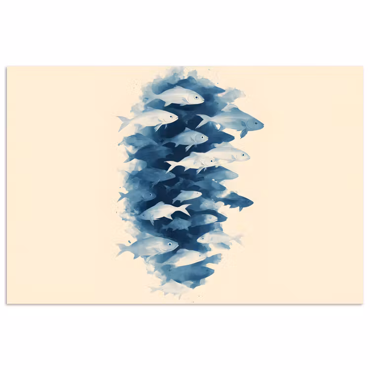 Poster - Vissen - Minimalistisch - Blauw — 1