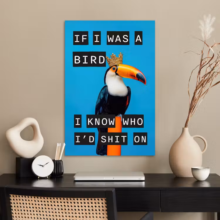 Poster - Vogel - Toekan - Blauw - Quotes — 2