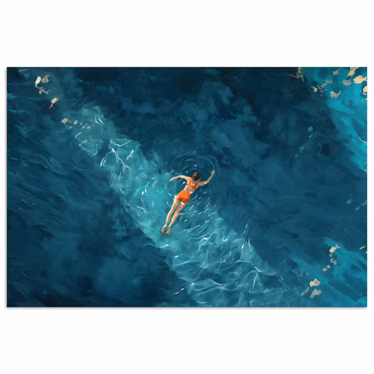 Poster - Vrouw - Water - Bikini - Oranje — 1
