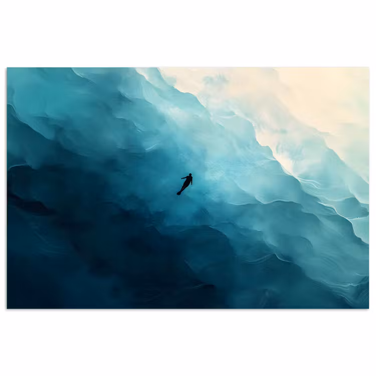Poster - Zee - Silhouet - Abstract - Blauw — 1