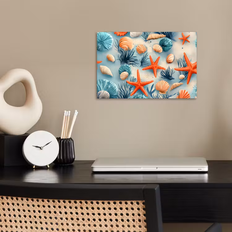Poster - Zeesterren - Schelpen - Illustratie - Zand — 2