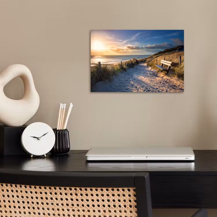Poster - Zonsondergang - Strand - Duin - Gras - Bank — 2