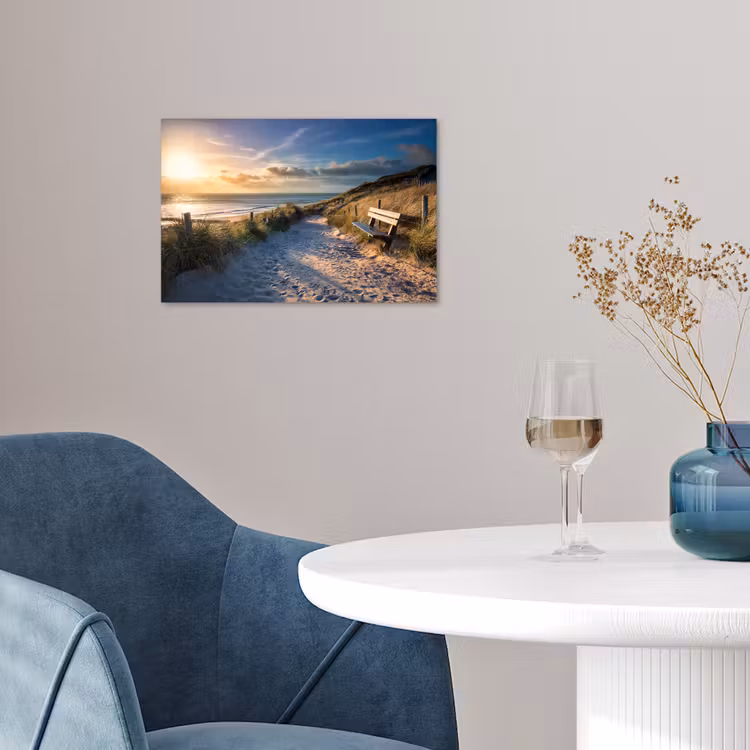 Poster - Zonsondergang - Strand - Duin - Gras - Bank — 4