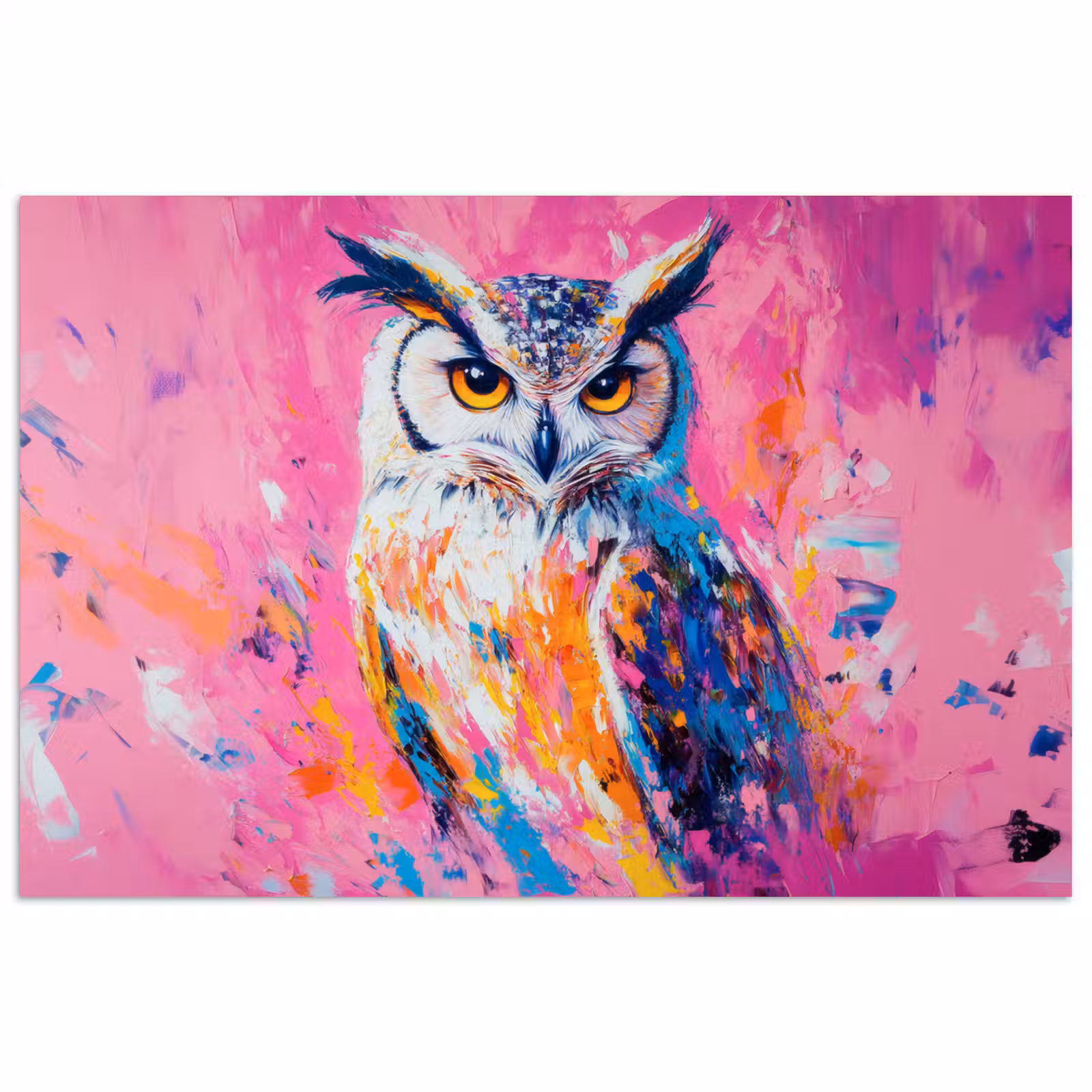 Poster - Uil - Roze - Blauw - Verf - Abstract — 1