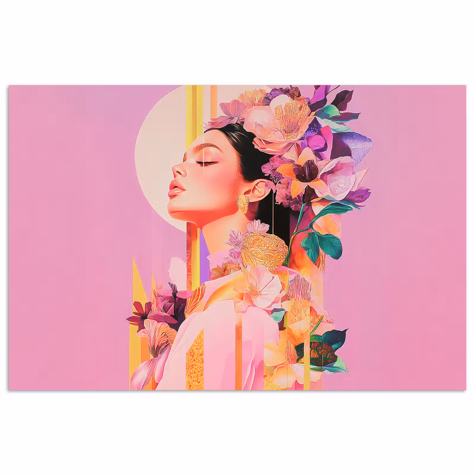 Poster - Vrouw - Bloemen - Paars - Abstract — 1