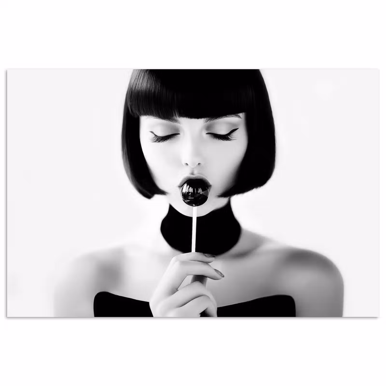 Poster - Vrouw - Lolly - Zwart - Wit — 1