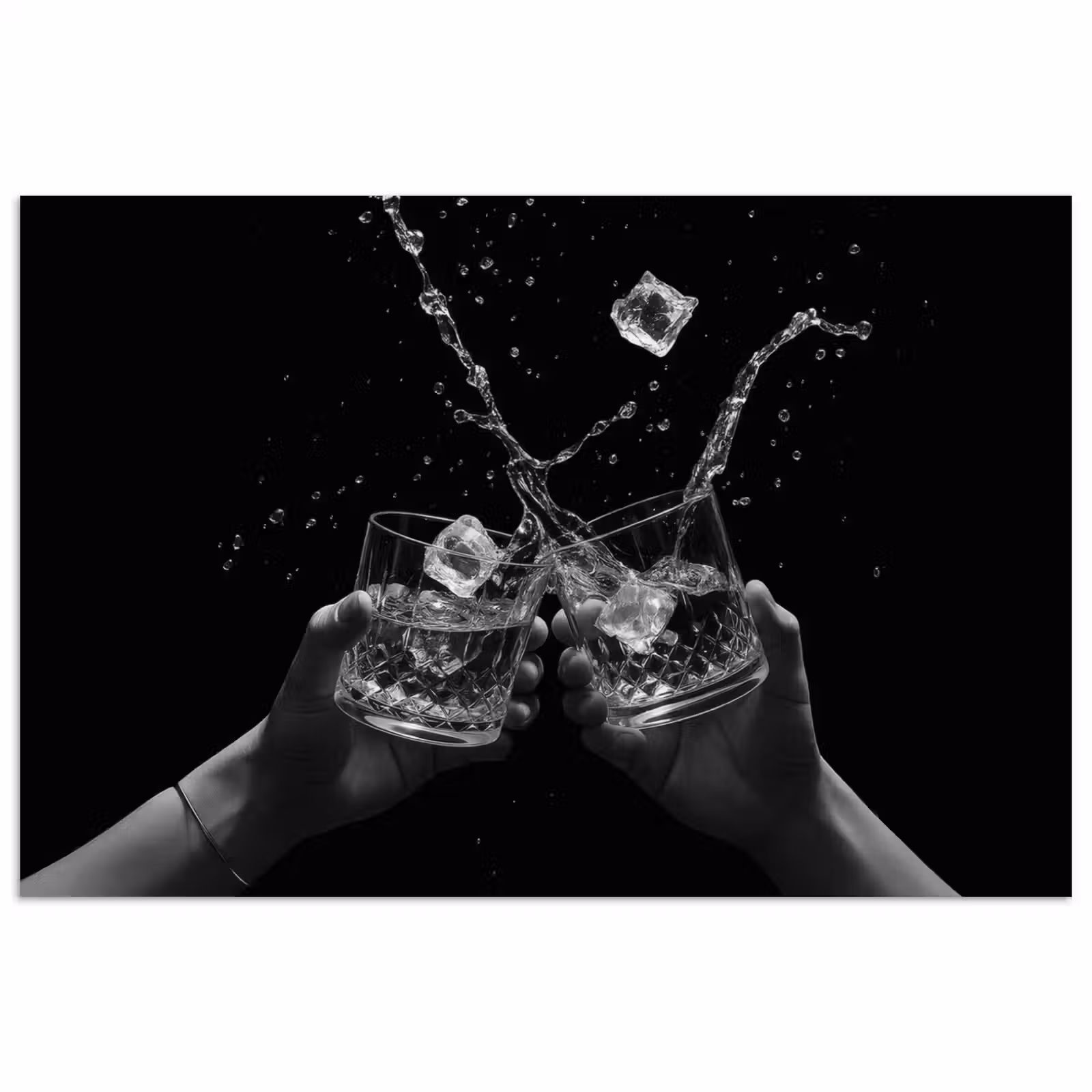 Poster - Whiskyglazen - Ijs - Spetters - Zwart — 1