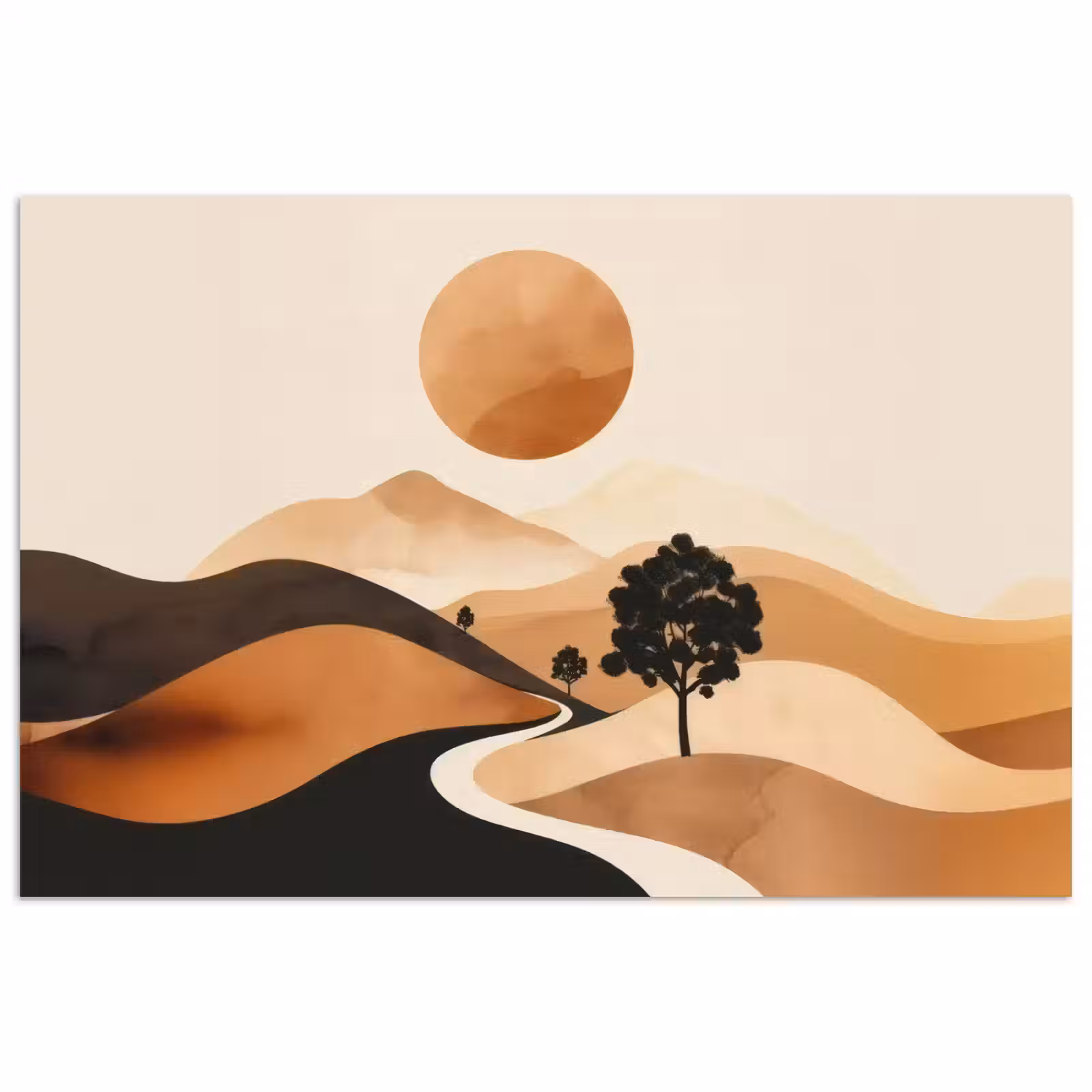 Poster - Zon - Heuvels - Boom - Abstract — 1