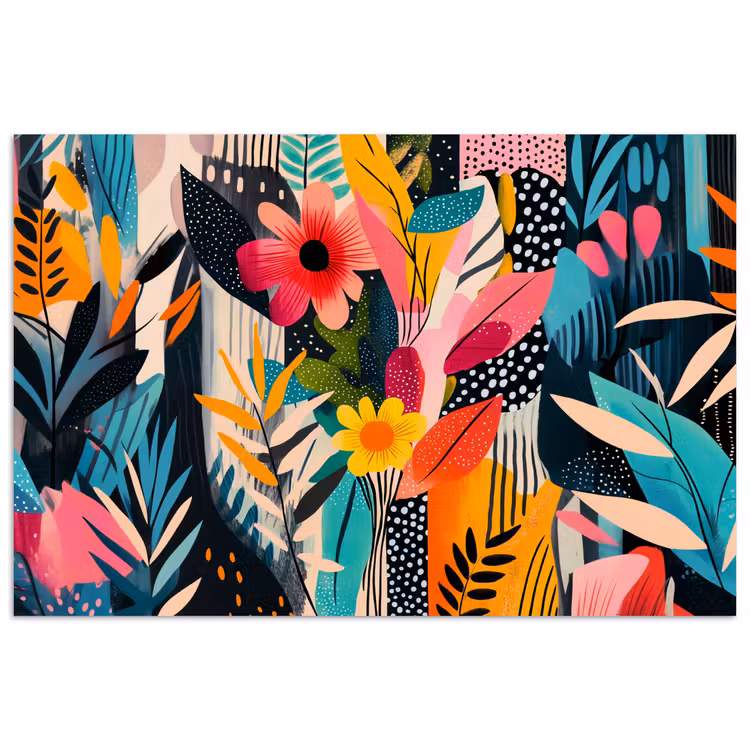 Poster - Schilderij - Abstract - Bloemen - Roze — 1