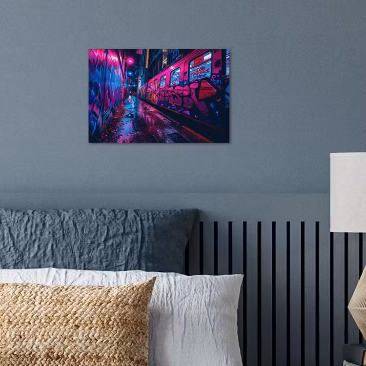Poster - Stad - Neon - Nacht - Roze - Graffiti — 3