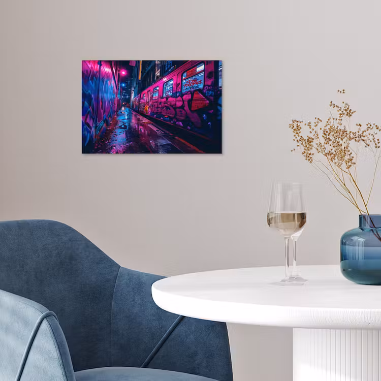 Poster - Stad - Neon - Nacht - Roze - Graffiti — 4