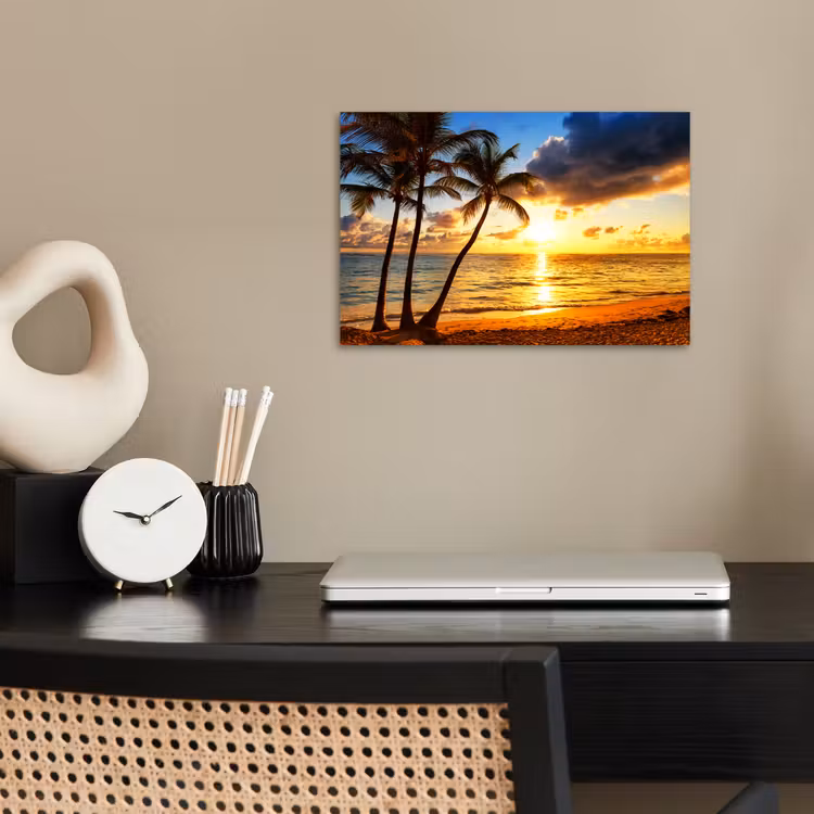 Poster - Strand - Horizon - Zonsondergang - Palmboom - Zee — 2