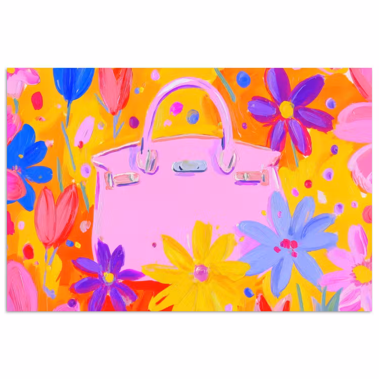 Poster - Tas - Roze - Bloemen — 1