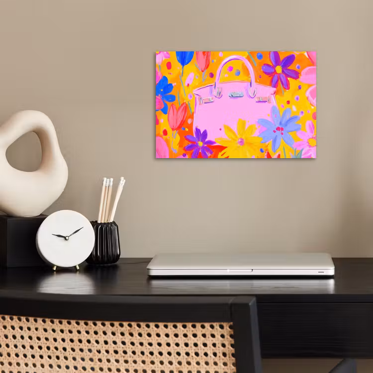 Poster - Tas - Roze - Bloemen — 2