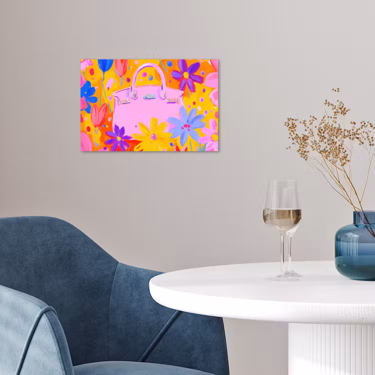 Poster - Tas - Roze - Bloemen — 4