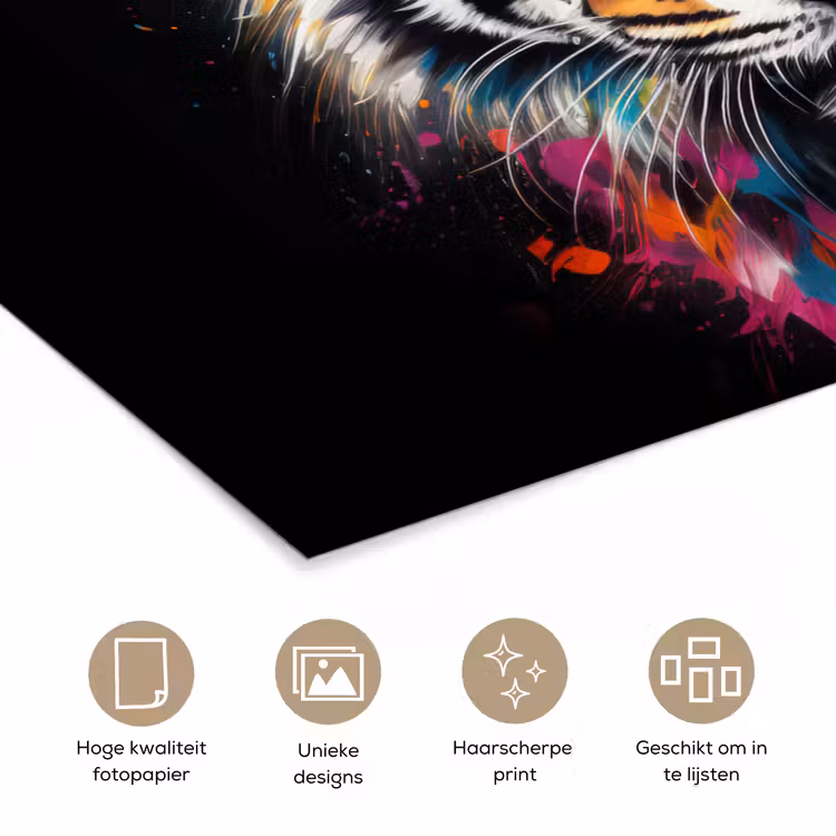 Poster - Tijger - Graffiti - Dieren - Zwart — 5