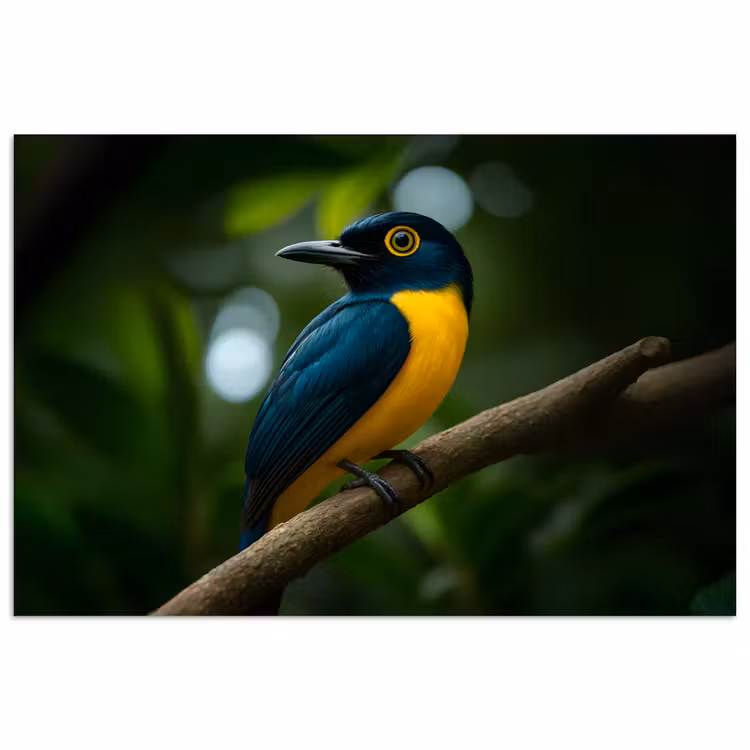 Poster - Vogel - Tak - Geel - Bladeren — 1