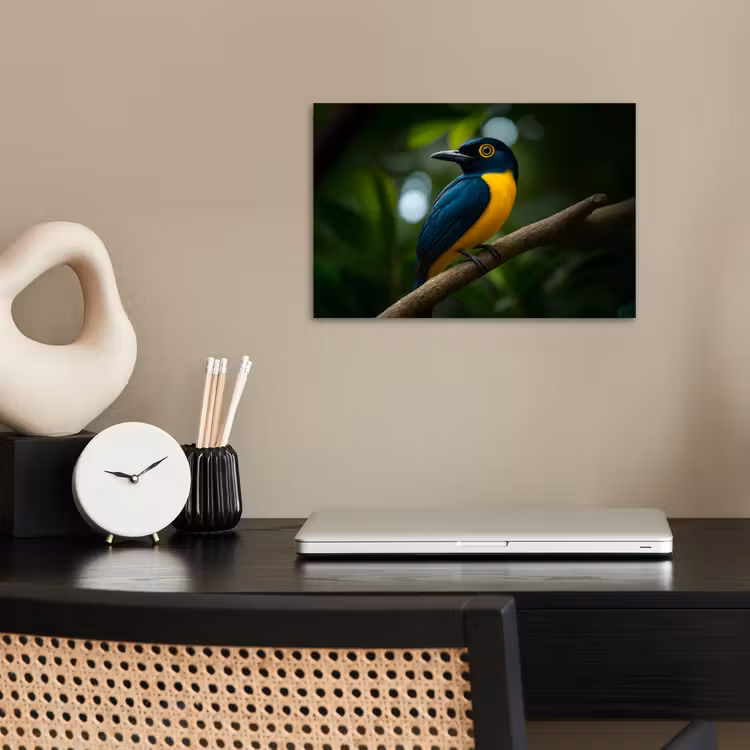 Poster - Vogel - Tak - Geel - Bladeren — 2