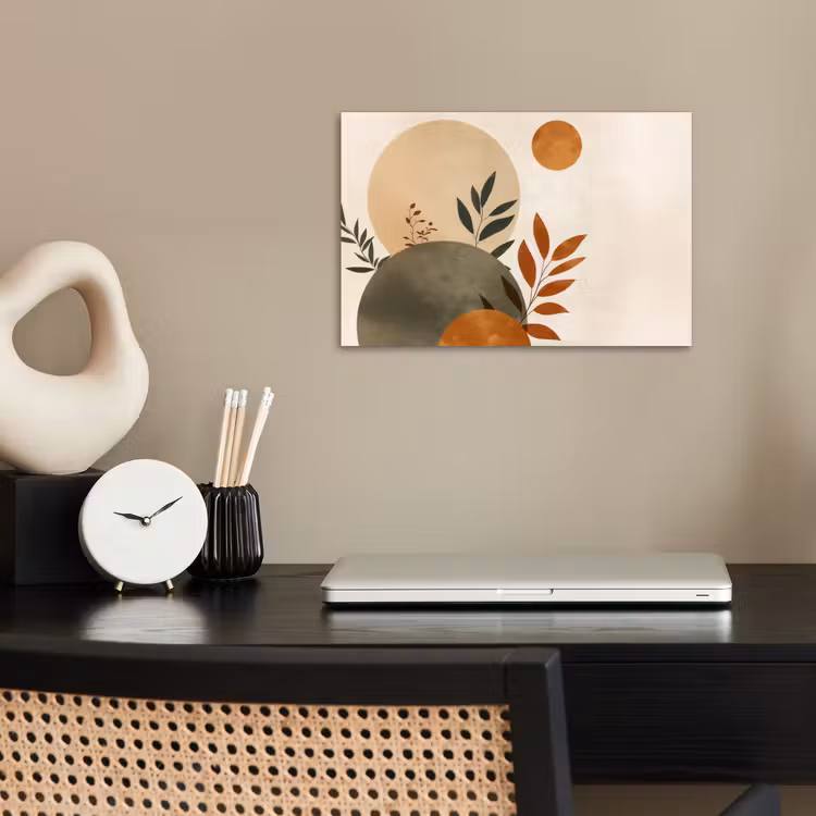 Poster - Vormen - Rond - Bladeren - Beige — 2