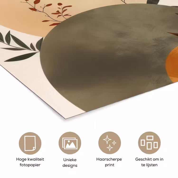 Poster - Vormen - Rond - Bladeren - Beige — 5