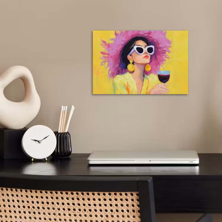 Poster - Vrouw - Hoed - Paars - Wijn — 2