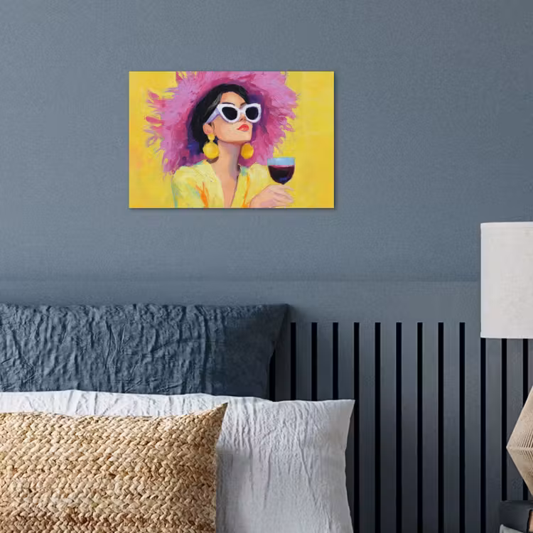Poster - Vrouw - Hoed - Paars - Wijn — 3