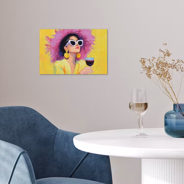 Poster - Vrouw - Hoed - Paars - Wijn — 4