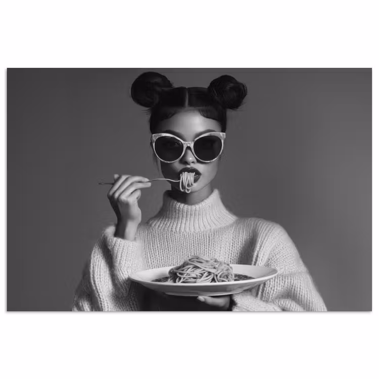 Poster - Vrouw - Pasta - Zonnebril — 1