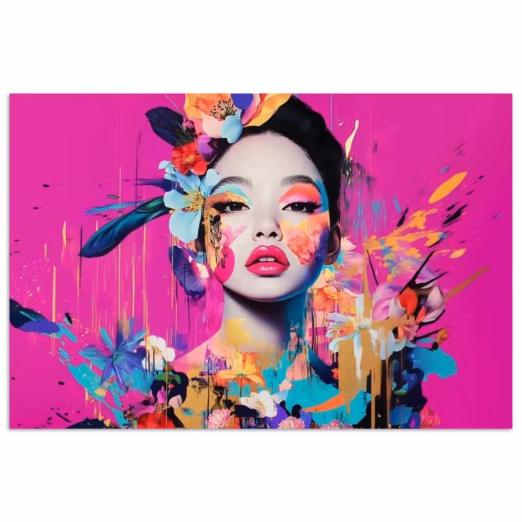 Poster - Vrouw - Portret - Abstract - Paars — 1