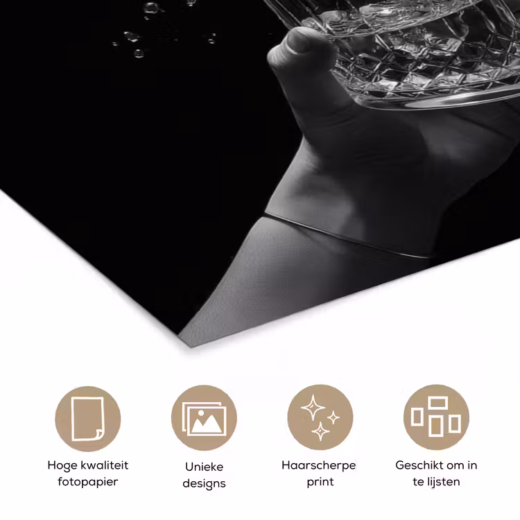 Poster - Whiskyglazen - Ijs - Spetters - Zwart — 5