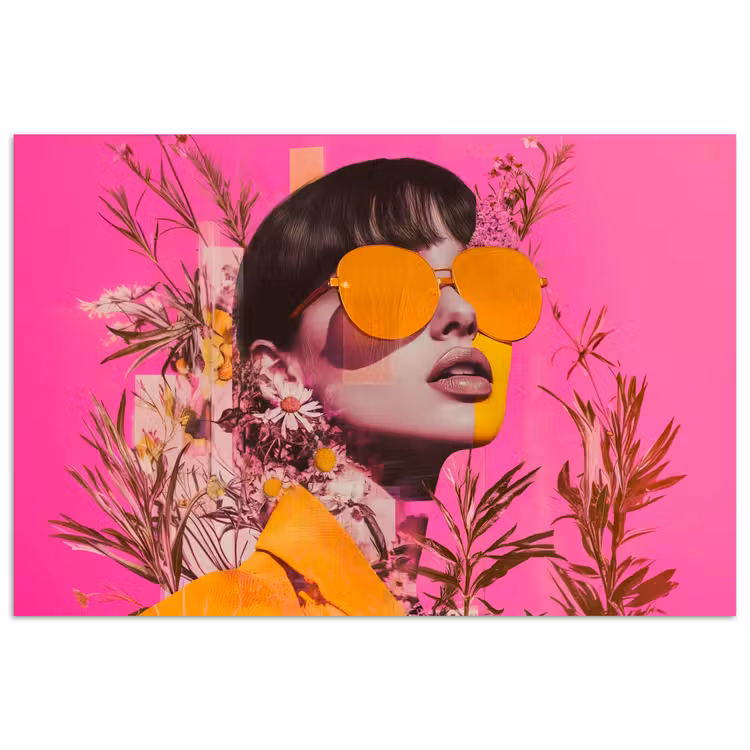 Poster - Zonnebril - Oranje - Vrouw - Planten — 1