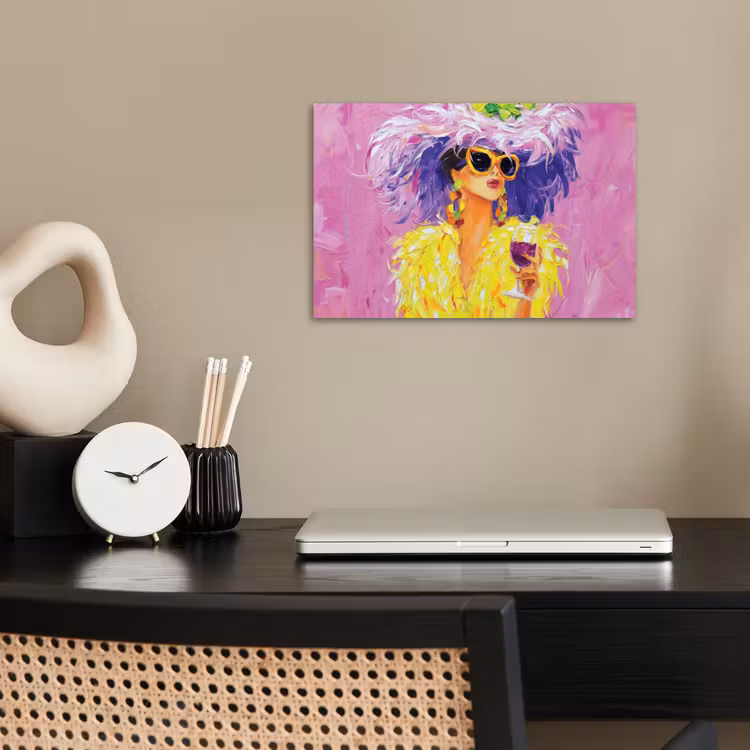 Poster - Zonnebril - Vrouw - Jas - Veren — 2