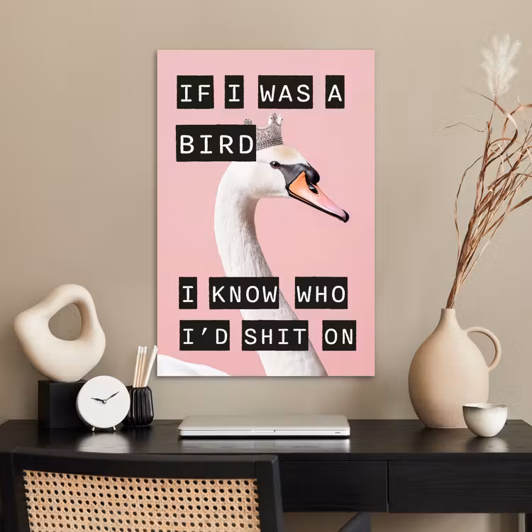 Poster - Zwaan - Vogel - Decoratie - Roze — 2