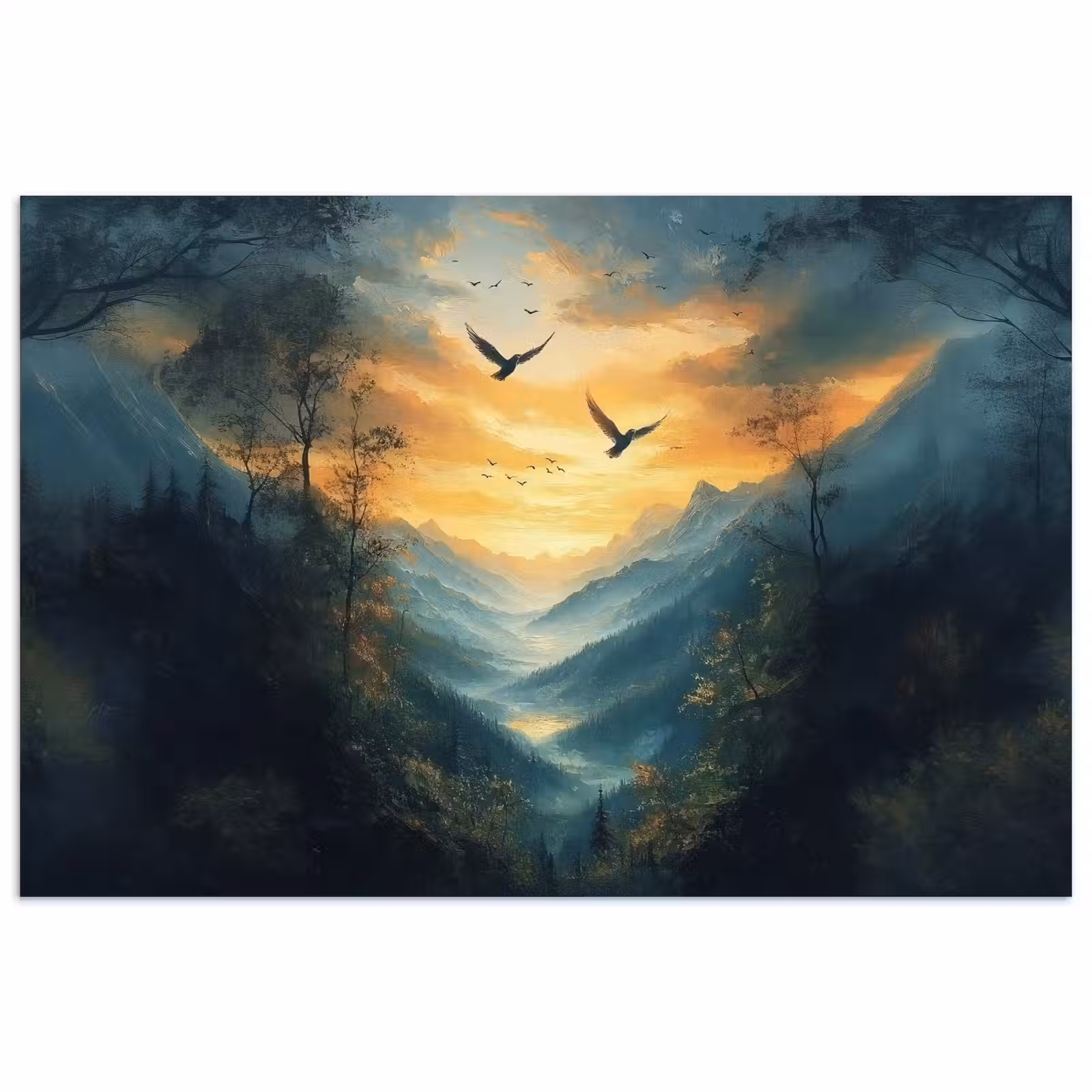 Poster - Vogels - Zon - Bomen - Groen — 1