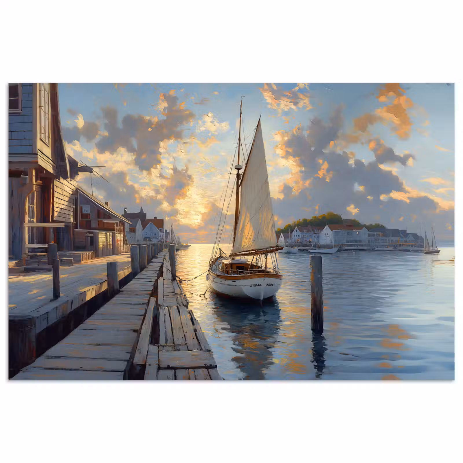 Poster - Zeilboot - Zon - Pier - Hout — 1