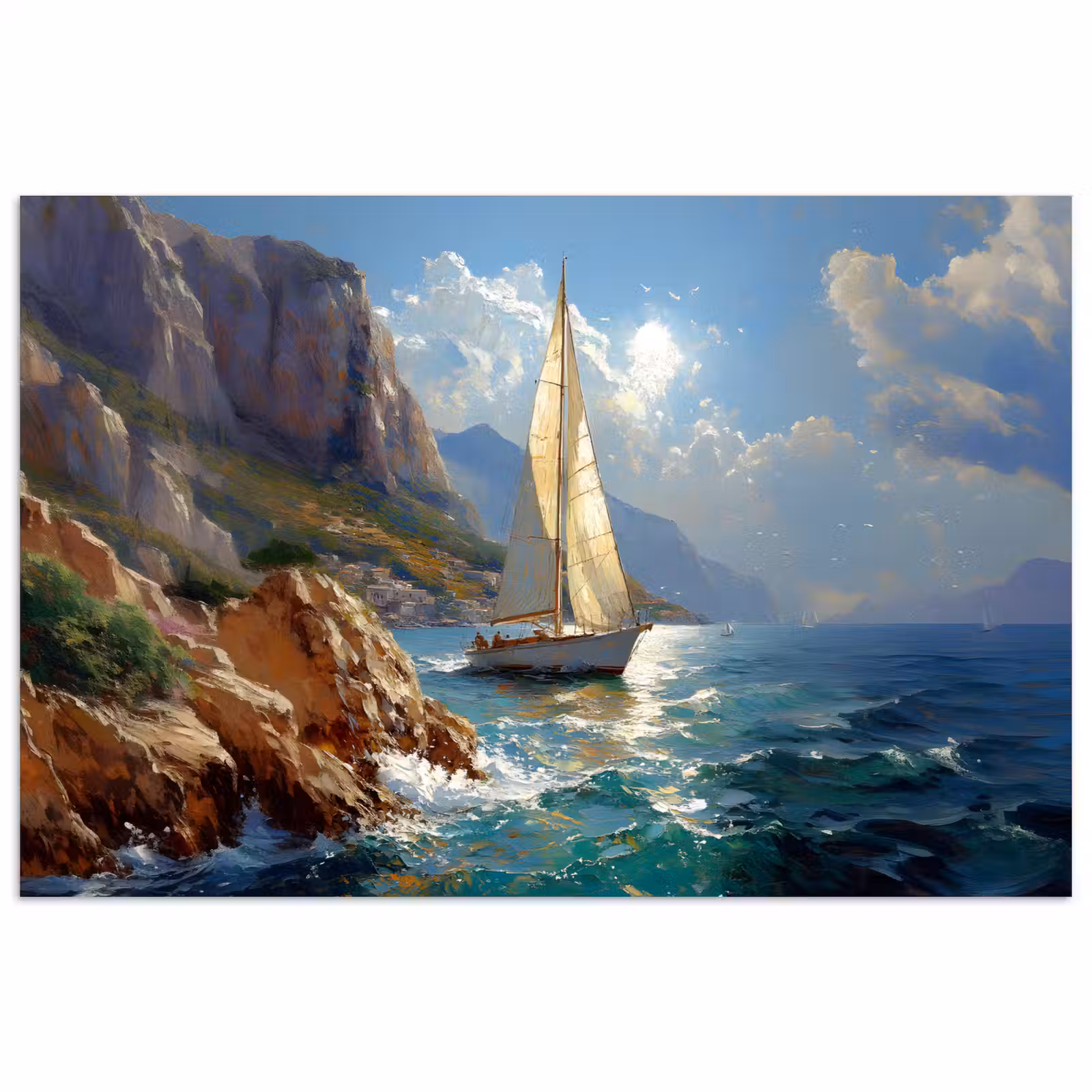 Poster - Zeilschip - Zee - Rotsen - Wolken — 1