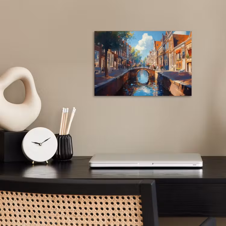 Poster - Stad - Gracht - Zon - Fietsen — 2