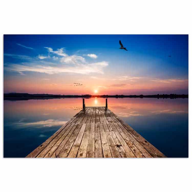 Poster - Steiger - Water - Zonsondergang - Roze - Horizon — 1
