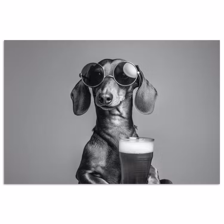 Poster - Teckel - Bier - Glas - Bril — 1