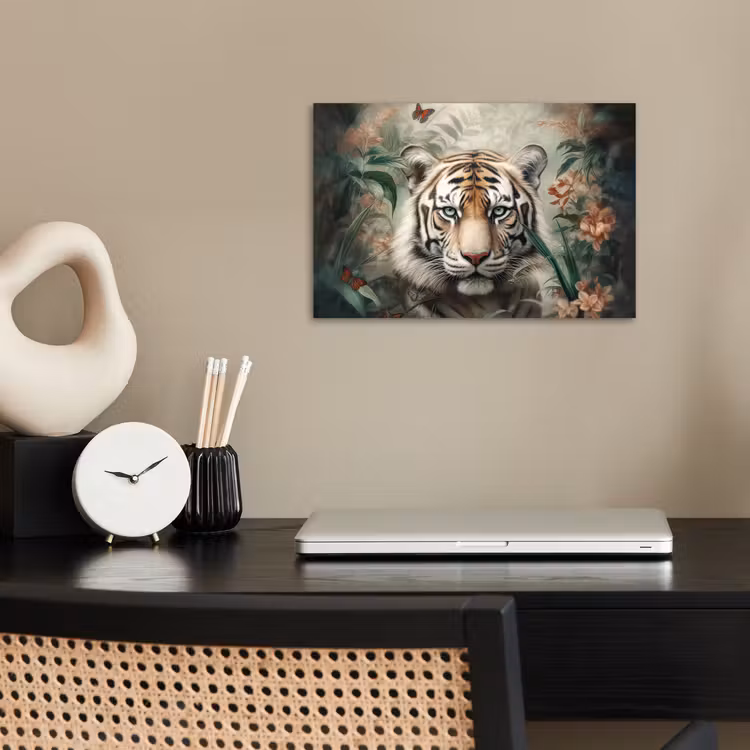 Poster - Tijger - Vlinders - Dieren - Jungle - Bloemen — 2