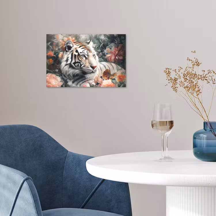 Poster - Tijger - Wilde dieren - Bloemen - Jungle — 4