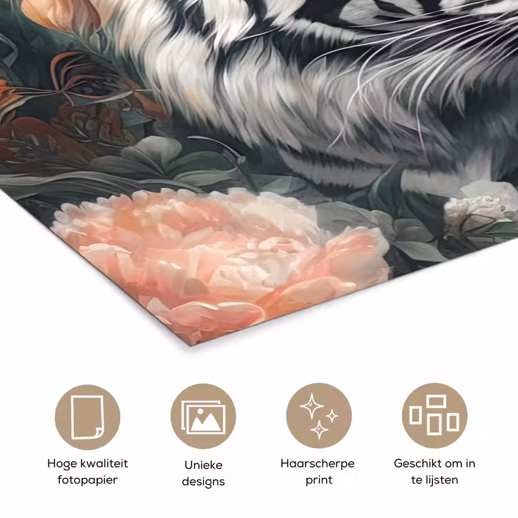 Poster - Tijger - Wilde dieren - Bloemen - Jungle — 5